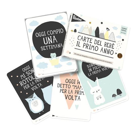 Baby Cards - tappe del 1°anno "OVER THE MOON"