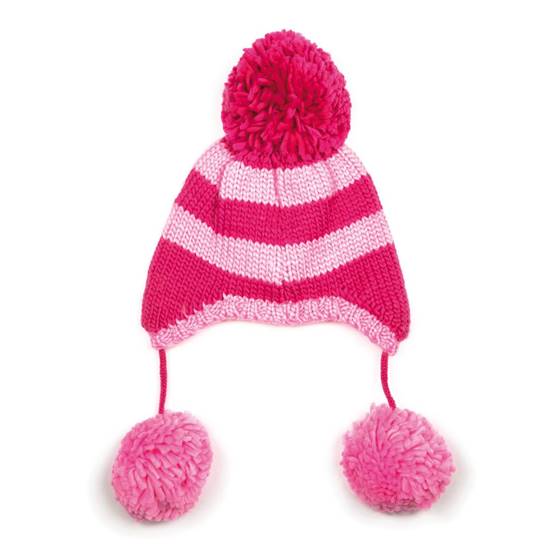 Picture of pink stripe bobble hat small
