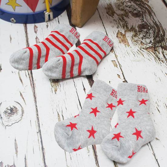 Picture of marl grey & red 00-06 m socks