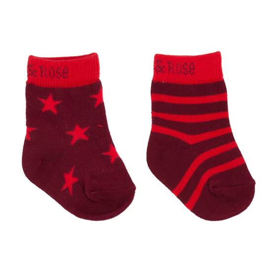 Picture of two tone red 00-06 m socks