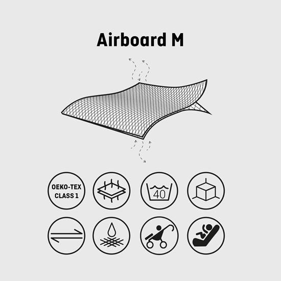 Airboard materassino traspirante per Passeggino e Seggiolino Auto_Taglia M_Black Edition